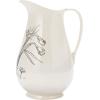 imageCreative CoOp 65 Inches 2Quart Stoneware Flower Design White and Charcoal Pitcher