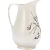 imageCreative CoOp 65 Inches 2Quart Stoneware Flower Design White and Charcoal Pitcher