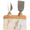 imageCreative CoOp Black Marble Cheese Server Set with Mango Wood Stand Set of 4 Small