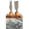 imageCreative CoOp Black Marble Cheese Server Set with Mango Wood Stand Set of 4 Small