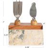 imageCreative CoOp Black Marble Cheese Server Set with Mango Wood Stand Set of 4 Small