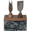 imageCreative CoOp Black Marble Cheese Server Set with Mango Wood Stand Set of 4 Small