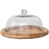imageCreative CoOp Clear and Natural Round Glass Cloche with Mango Wood Base Large