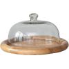 imageCreative CoOp Clear and Natural Round Glass Cloche with Mango Wood Base Large