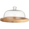 imageCreative CoOp Clear and Natural Round Glass Cloche with Mango Wood Base Large