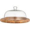 imageCreative CoOp Clear and Natural Round Glass Cloche with Mango Wood Base Large