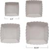 imageCreative CoOp Square Stoneware Serving Scalloped Edge in Various Sizes Matte White Set of 4 Dish 134quot Square 214quot Square 234quot Square