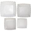 imageCreative CoOp Square Stoneware Serving Scalloped Edge in Various Sizes Matte White Set of 4 Dish 134quot Square 214quot Square 234quot Square