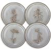 imageCreative CoOp 5 Inches Round Stoneware Reactive Glaze with 4 Flower Design Styles Cream and Brown Set of 12 Dish