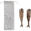 imageCreative CoOp 975 Inches Mango Wood Whale Design Kitchen Printed Drawstring Bag Natural Set of 2 Salad Server