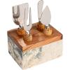imageCreative CoOp Black Marble Cheese Server Set with Mango Wood Stand Set of 4 Small