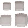 imageCreative CoOp Square Stoneware Serving Scalloped Edge in Various Sizes Matte White Set of 4 Dish 134quot Square 214quot Square 234quot Square