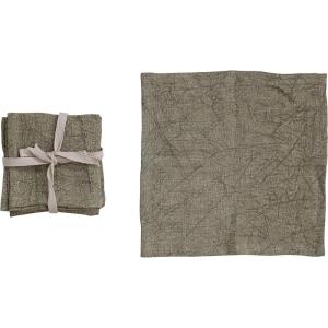 imageCreative CoOp 10 Inches Square Stonewashed Linen Cocktail Party and Kitchen Use Olive Color Set of 4 Napkin Green