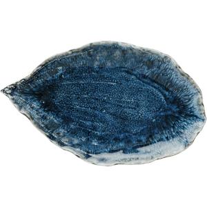 imageCreative CoOp Azure Leaf Stoneware Plate Blue