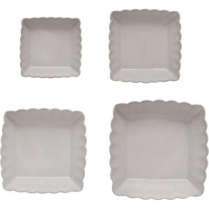 imageCreative CoOp Square Stoneware Serving Scalloped Edge in Various Sizes Matte White Set of 4 Dish 134quot Square 214quot Square 234quot Square
