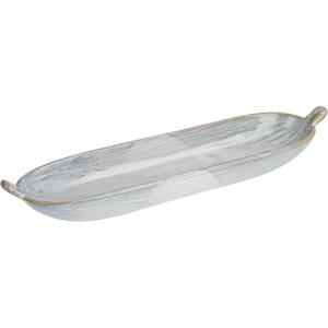 imageCreative CoOp White Long Stoneware Dish with Reactive Glaze LargeDish