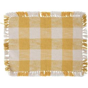 imageCreative CoOp Woven Cotton Buffalo Check and Fringe Placemat 19quot L x 13quot W x 0quot H GreyYellow