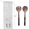 imageCreative CoOp 1125 Inches Mango Wood Kitchen Drawstring Bag Natural and Espresso Finish Set of 2 Salad Server Brown