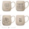 imageCreative CoOp 525 Inches Stoneware Mug with Love Text Quote Designs White and Black Set of 4