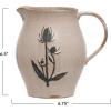 imageCreative CoOp 675 Inches 50Ounce Debossed Stoneware Flower Design Reactive Glaze White and Black Pitcher