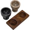 imageCreative CoOp 7 Inches Mango Wood Tray with 2 Marble Multicolor Set of 3 Bowl Natural