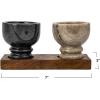 imageCreative CoOp 7 Inches Mango Wood Tray with 2 Marble Multicolor Set of 3 Bowl Natural