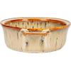 imageCreative CoOp 925 Inches Stoneware Bamboo Canap Spreader Knife and Reactive Glaze Design Brown and Tan Set of 2 Brie Baker 9quot L x 7quot W x 3quot H