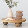 imageCreative CoOp 975 Inches Round HandCarved Mango Wood Cake Natural Pedestal