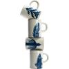 imageCreative CoOp Farmhouse Hand Stoneware Painted Flora and Fauna 4 Styles Set of 12 Antique White and Blue Mug