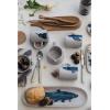 imageCreative CoOp Farmhouse Hand Stoneware Painted Flora and Fauna 4 Styles Set of 12 Antique White and Blue Mug