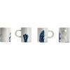 imageCreative CoOp Farmhouse Hand Stoneware Painted Flora and Fauna 4 Styles Set of 12 Antique White and Blue Mug