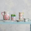 imageCreative CoOp Floral Stoneware Pitcher with Handle Multicolor