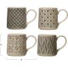 imageCreative CoOp Set of 4 Stoneware Styles Mugs ampamp Cups 4 Count Pack of 1 Multi