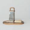 imageCreative CoOp Steel Grater with Mango Wood Cheese Board Medium Natural