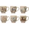 imageCreative CoOp 5 Inches Round Stoneware Animal Print Designs Cream Set of 6 Mugs