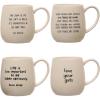 imageCreative CoOp 525 Inches Stoneware Mug with Love Text Quote Designs White and Black Set of 4