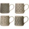 imageCreative CoOp Set of 4 Stoneware Styles Mugs ampamp Cups 4 Count Pack of 1 Multi