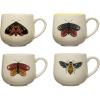 imageCreative CoOp Stoneware Mugs with Painted Winged Insects Set of 4 Styles Multicolor