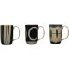 imageCreative CoOp Stoneware Painted Designs Set of 3 Styles Black and Tan Mug Blue