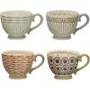 imageCreative CoOp Stoneware Painted Patterns Set of 4 Styles Multicolor Mug Multi