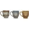 imageStoneware Mug with Tea Bag Holder Set of 3 Colors Reactive Glaze