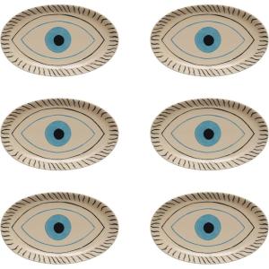 imageCreative CoOp 115 Inches Stoneware Eye Design Multicolor Plates