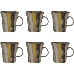 imageCreative CoOp 16 Oz Rustic Striped Stoneware Mug Multicolor Set of 6