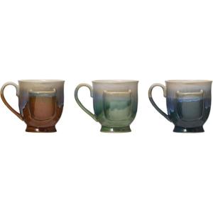 imageCreative CoOp 16 oz Stoneware Mug with Tea Bag Holder Reactive Glaze 3 Colors