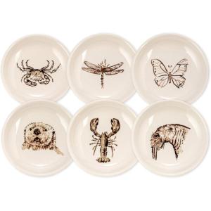 imageCreative CoOp 3 Inches Round Stoneware 6 Animal Print Styles Cream Set of 12 Dish