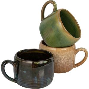 imageCreative CoOp 55 Inches Stoneware Rustic Finish Multicolor Set of 3 Mugs