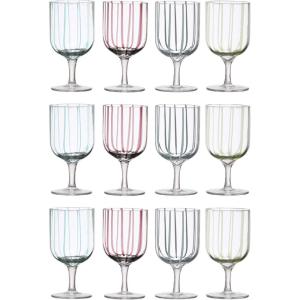 imageCreative CoOp 575 Inches Glass 4 Various Stripes Design Multicolor Set of 12 Stemware