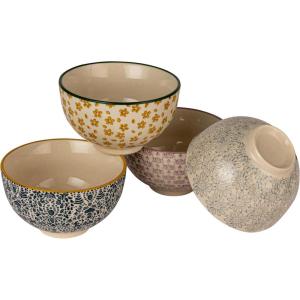 imageCreative CoOp Blossom Elegance Round Stoneware Plates Multicolor Set of 4Bowl