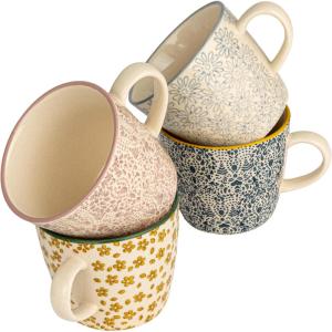 imageCreative CoOp Blossom Elegance Round Stoneware Plates Multicolor Set of 4Mug