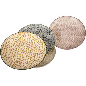imageCreative CoOp Blossom Elegance Round Stoneware Plates Multicolor Set of 4Plate
